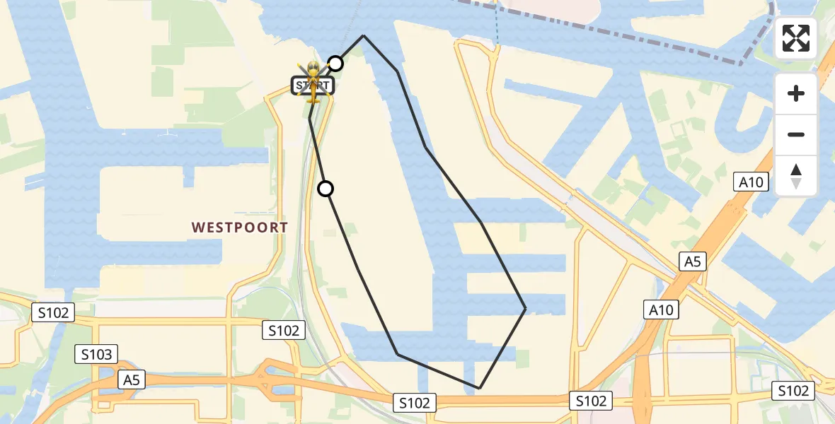 Vluchtroute Traumahelikopter Amsterdam Heliport - Amsterdam Heliport, 08 juni 2026, 04:40