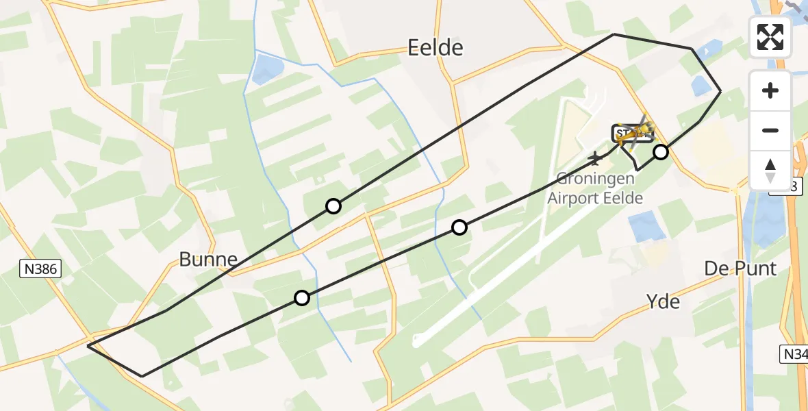 Vluchtroute Traumahelikopter Groningen Airport Eelde - Groningen Airport Eelde, 08 juni 2026, 05:16