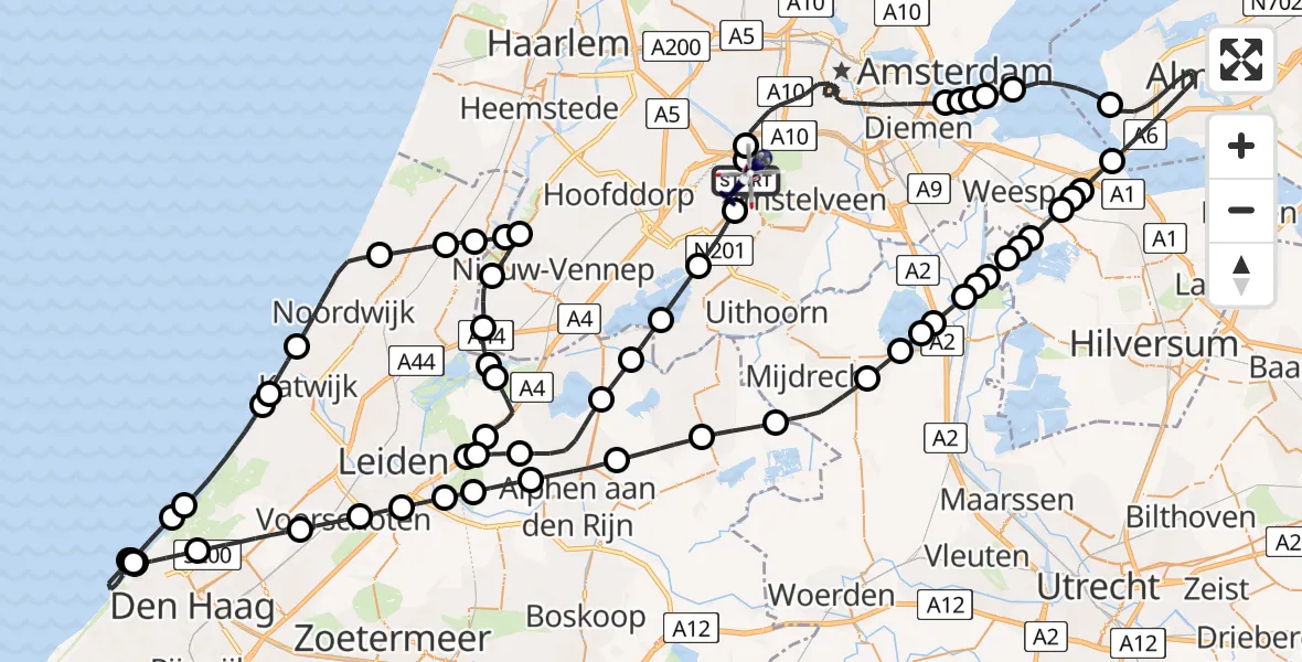 Vluchtroute Politiehelikopter Amsterdam Vliegveld Schiphol - Amsterdam Vliegveld Schiphol, 08 juni 2026, 10:53