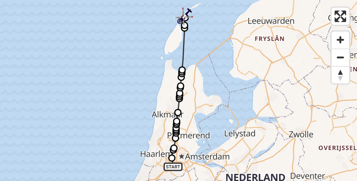 Vluchtroute Politiehelikopter Amsterdam Vliegveld Schiphol - Vlieland, 08 juni 2026, 13:37