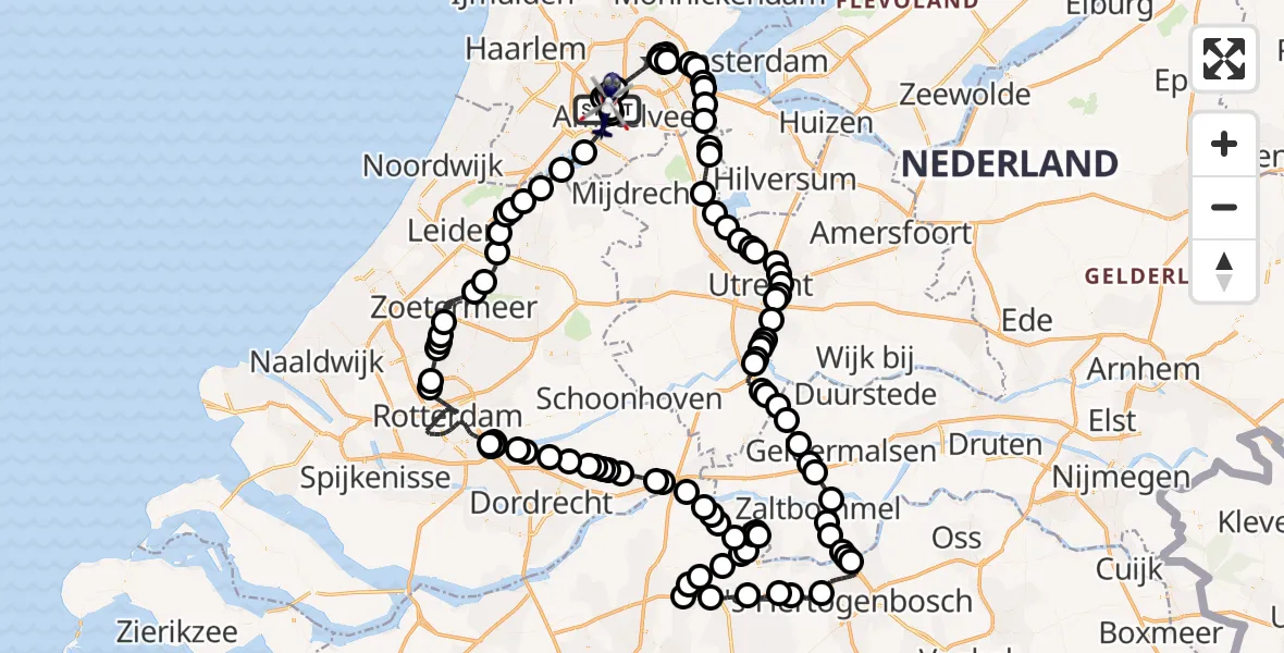 Vluchtroute Politiehelikopter Amsterdam Vliegveld Schiphol - Amsterdam Vliegveld Schiphol, 08 juni 2026, 13:46