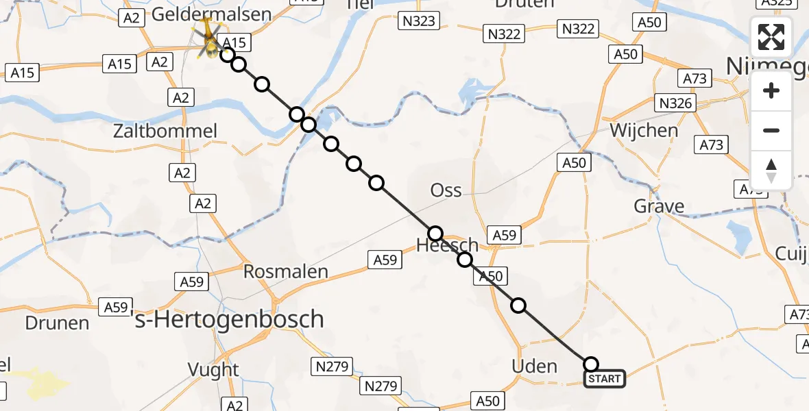 Vluchtroute Traumahelikopter Vliegbasis Volkel - Meteren, 08 juni 2026, 15:14