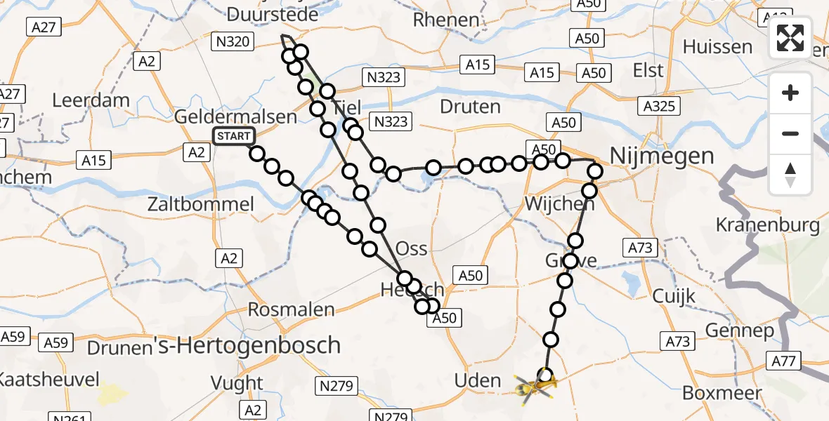 Vluchtroute Traumahelikopter Meteren - Vliegbasis Volkel, 08 juni 2026, 15:58