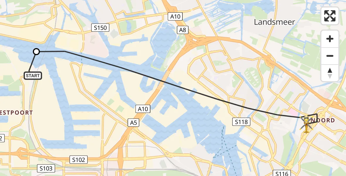 Vluchtroute Traumahelikopter Amsterdam Heliport - Amsterdam, 08 juni 2026, 16:40