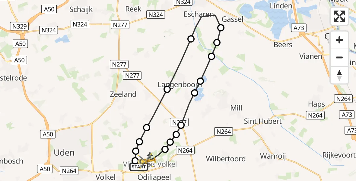 Vluchtroute Traumahelikopter Vliegbasis Volkel - Vliegbasis Volkel, 08 juni 2026, 17:33