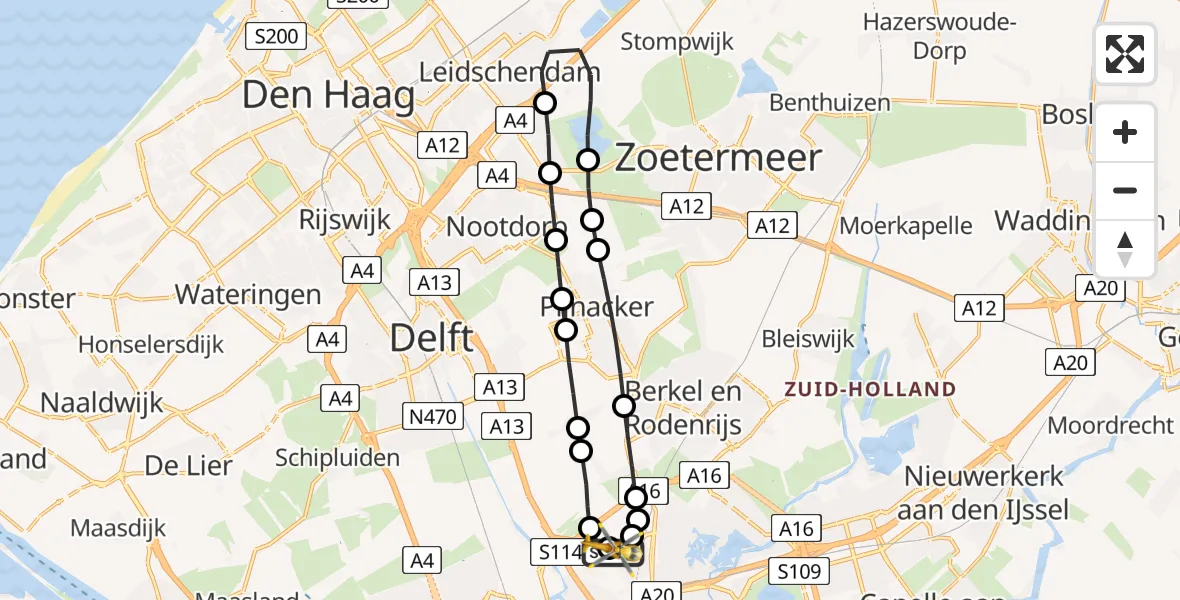 Vluchtroute Traumahelikopter Rotterdam The Hague Airport - Rotterdam The Hague Airport, 08 juni 2026, 19:02