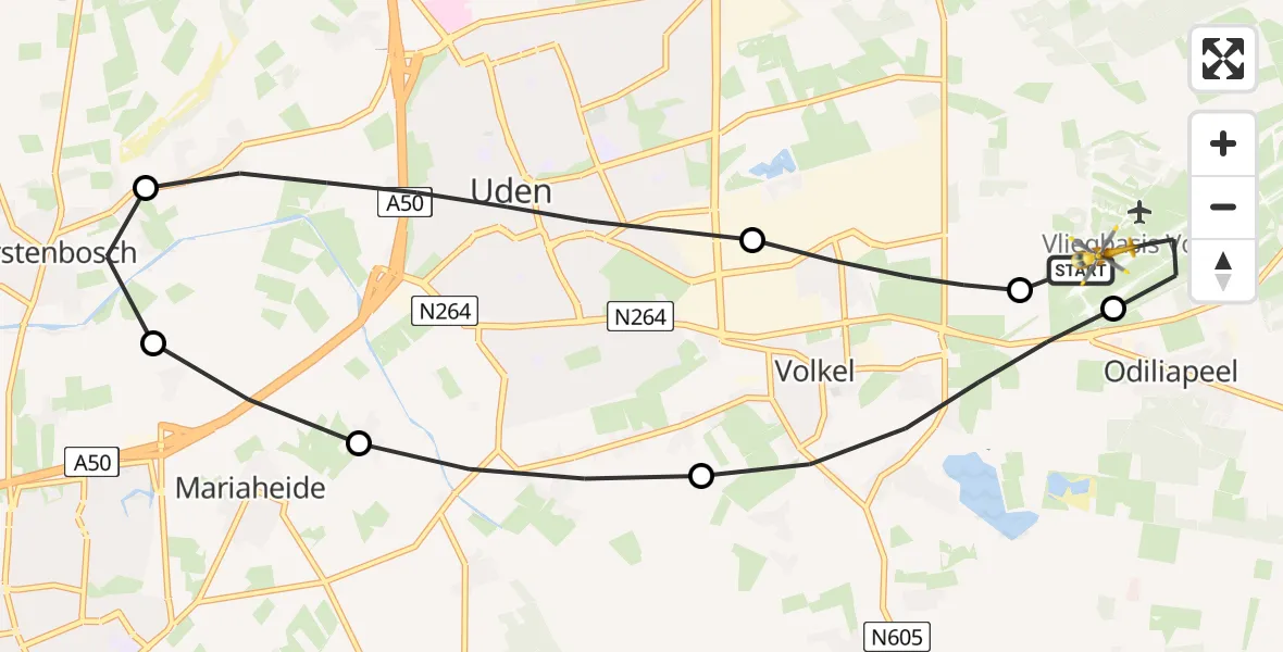Vluchtroute Traumahelikopter Vliegbasis Volkel - Vliegbasis Volkel, 08 juni 2026, 21:55