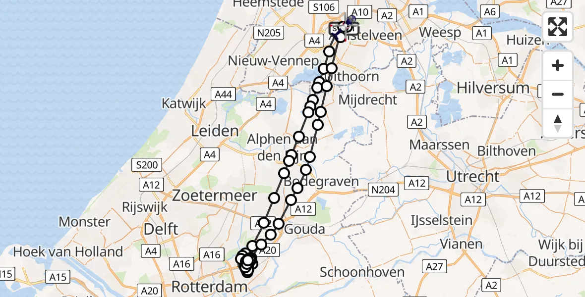 Vluchtroute Politiehelikopter Amsterdam Vliegveld Schiphol - Amsterdam Vliegveld Schiphol, 09 juni 2026, 01:38