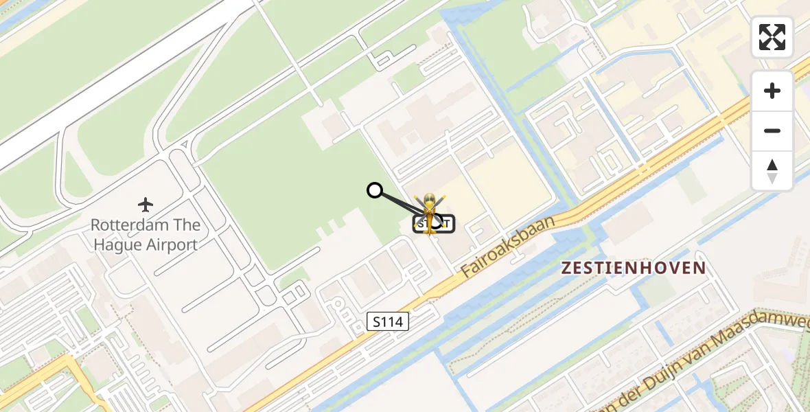 Vluchtroute Traumahelikopter Rotterdam The Hague Airport - Rotterdam, 09 juni 2026, 05:20