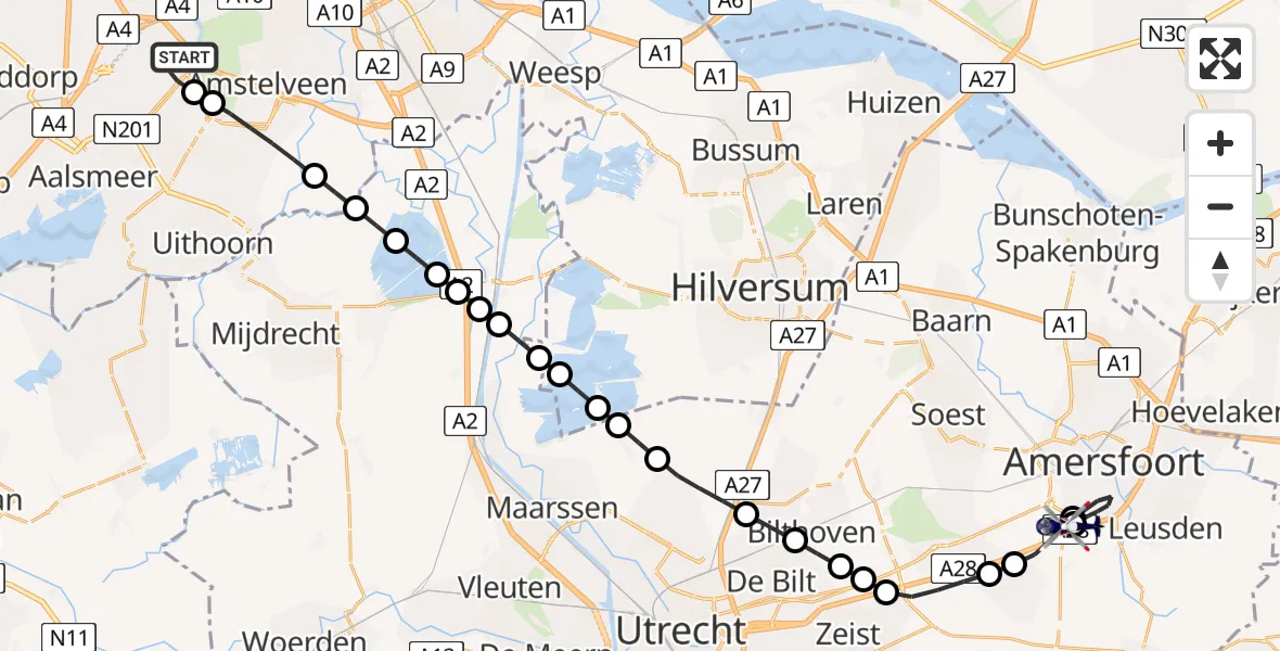 Vluchtroute Politiehelikopter Amsterdam Vliegveld Schiphol - Leusden, 09 juni 2026, 07:38
