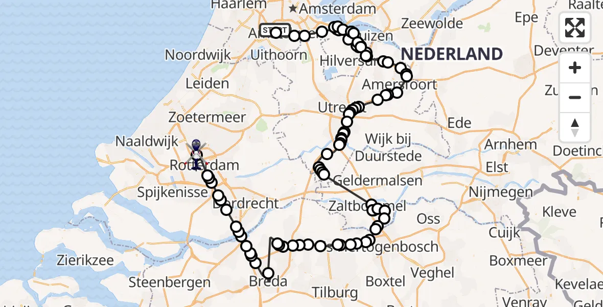 Vluchtroute Politiehelikopter Amsterdam Vliegveld Schiphol - Rotterdam The Hague Airport, 09 juni 2026, 07:46