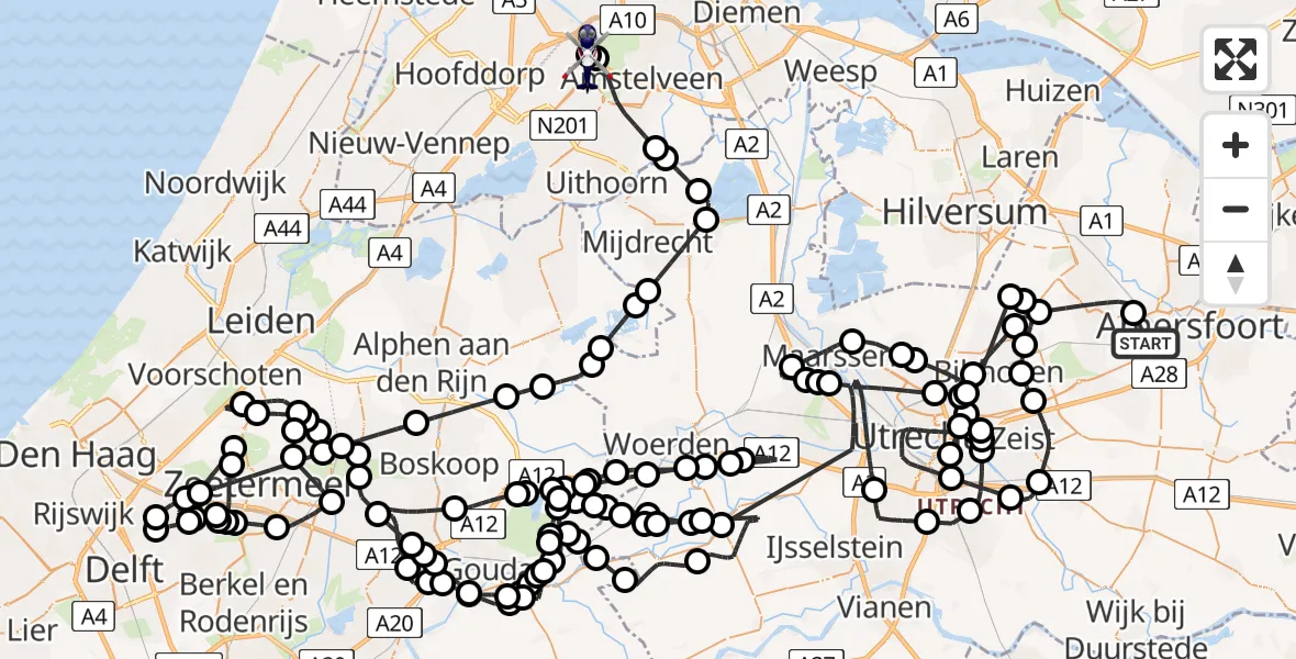 Vluchtroute Politiehelikopter Amersfoort - Amsterdam Vliegveld Schiphol, 09 juni 2026, 08:29