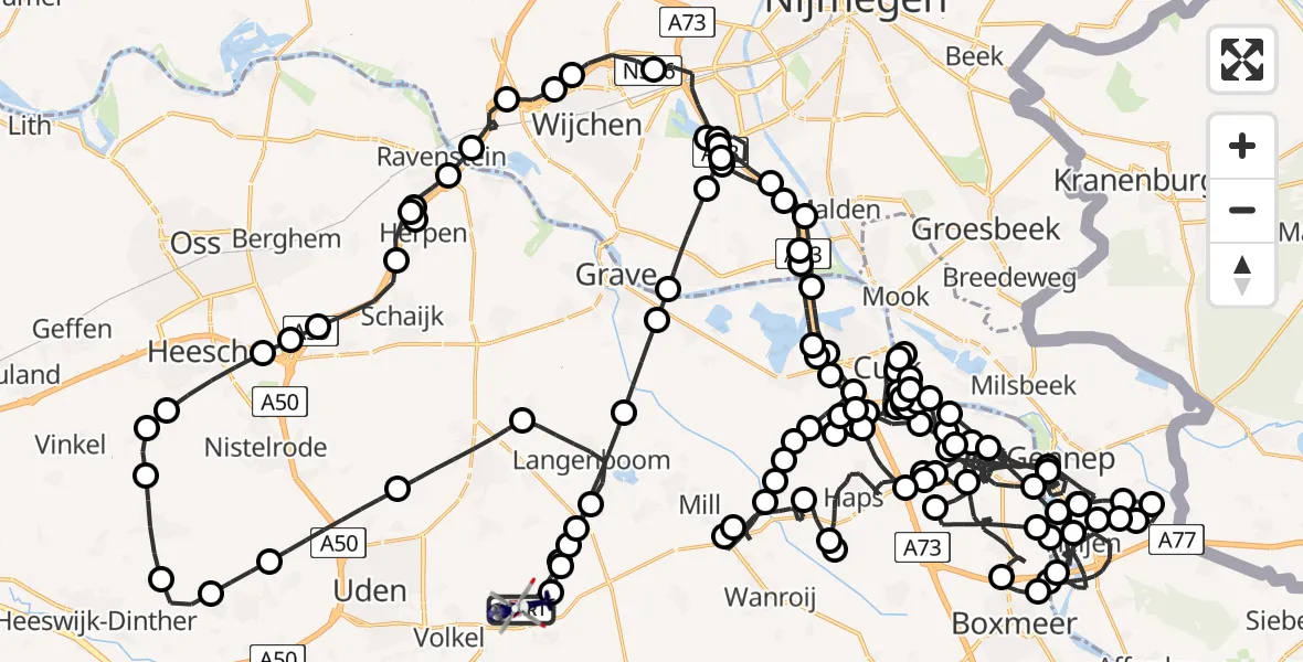 Vluchtroute Politiehelikopter Vliegbasis Volkel - Vliegbasis Volkel, 09 juni 2026, 10:50