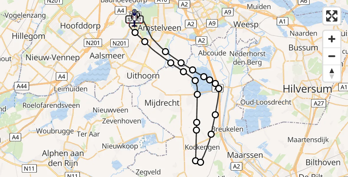 Vluchtroute Politiehelikopter Amsterdam Vliegveld Schiphol - Amsterdam Vliegveld Schiphol, 09 juni 2026, 11:43