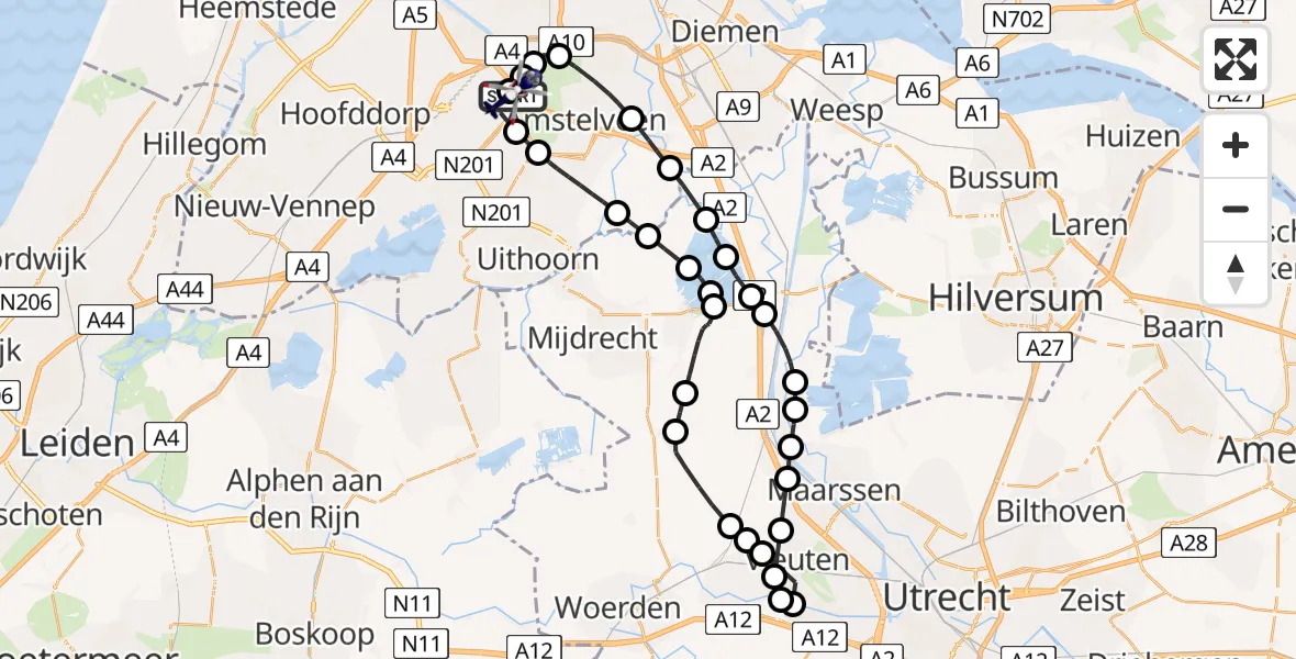 Vluchtroute Politiehelikopter Amsterdam Vliegveld Schiphol - Amsterdam Vliegveld Schiphol, 09 juni 2026, 12:47