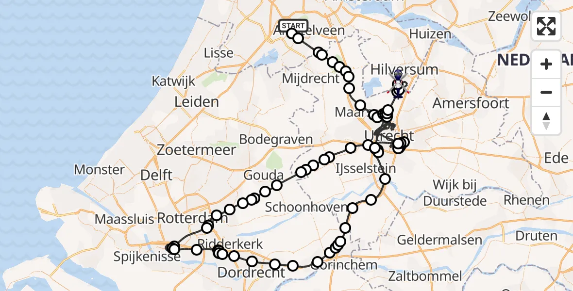 Vluchtroute Politiehelikopter Amsterdam Vliegveld Schiphol - Vliegveld Hilversum, 09 juni 2026, 13:31
