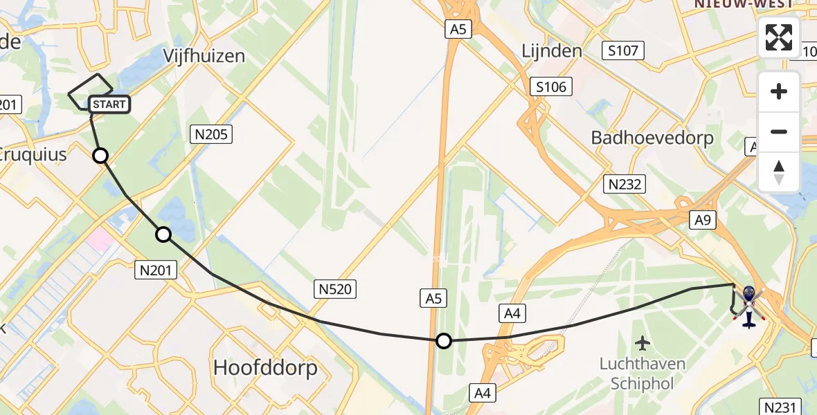 Vluchtroute Politiehelikopter Haarlem - Amsterdam Vliegveld Schiphol, 09 juni 2026, 16:18
