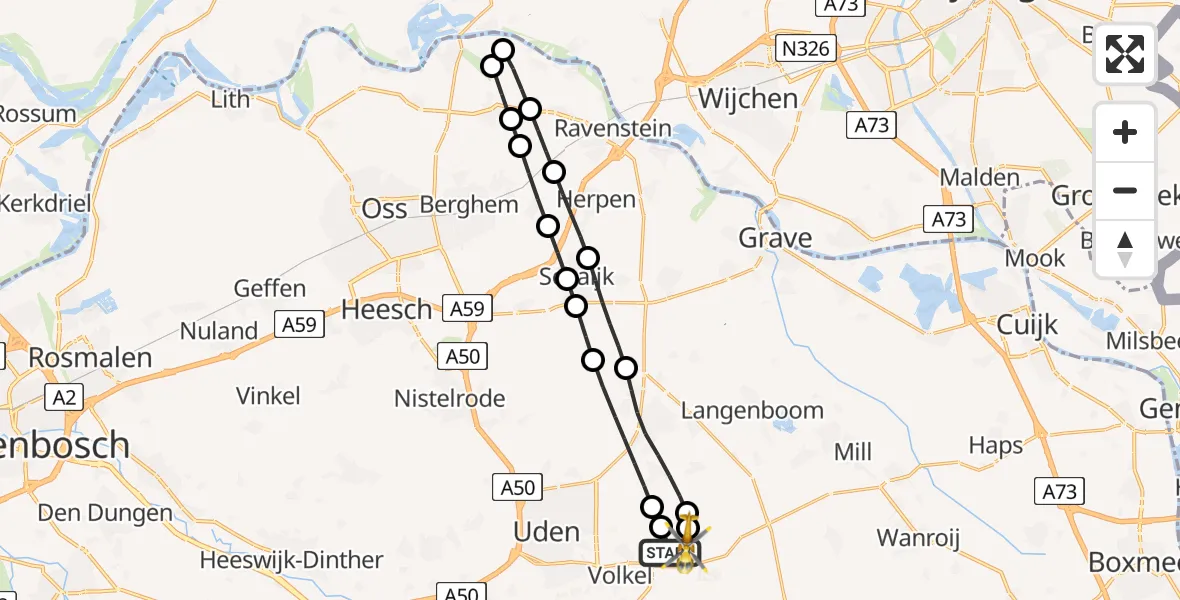 Vluchtroute Traumahelikopter Vliegbasis Volkel - Vliegbasis Volkel, 09 juni 2026, 17:13