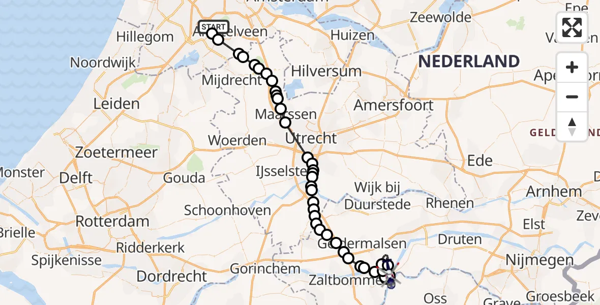 Vluchtroute Politiehelikopter Amsterdam Vliegveld Schiphol - Varik, 09 juni 2026, 17:30