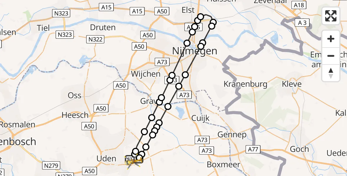 Vluchtroute Traumahelikopter Vliegbasis Volkel - Vliegbasis Volkel, 10 juni 2026, 05:02