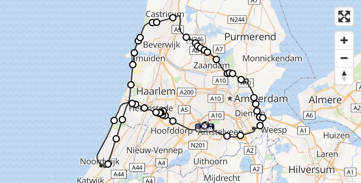 Vluchtroute Politiehelikopter Amsterdam Vliegveld Schiphol - Amsterdam Vliegveld Schiphol, 10 juni 2026, 07:15