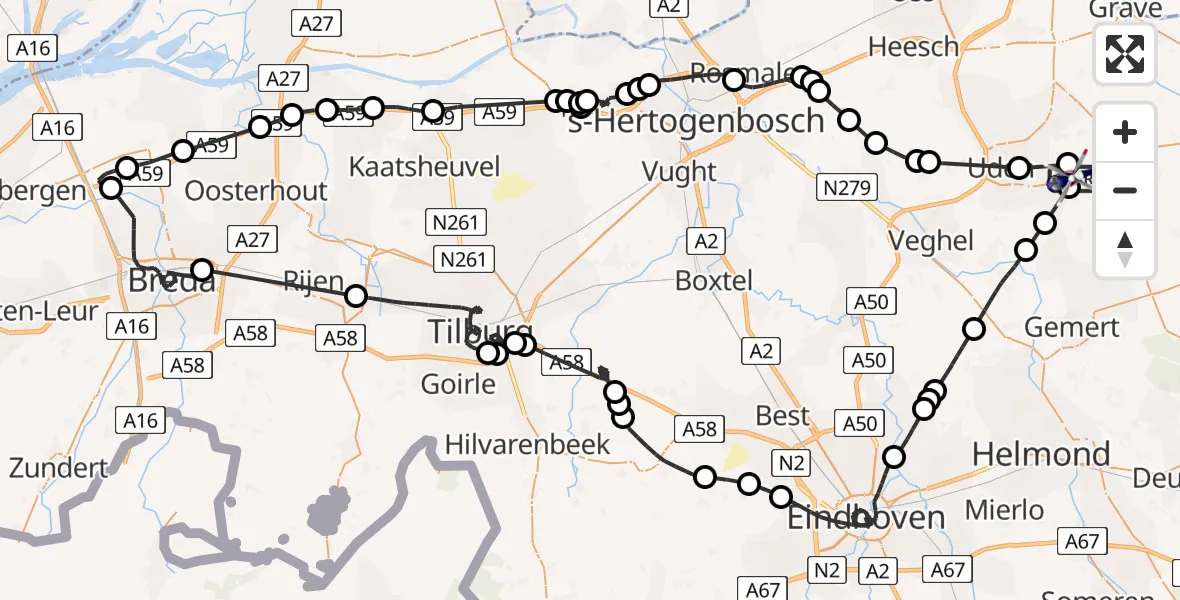 Vluchtroute Politiehelikopter Vliegbasis Volkel - Vliegbasis Volkel, 10 juni 2026, 08:07