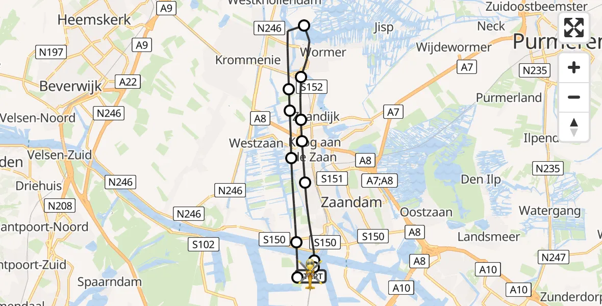 Vluchtroute Traumahelikopter Amsterdam Heliport - Amsterdam Heliport, 10 juni 2026, 08:17