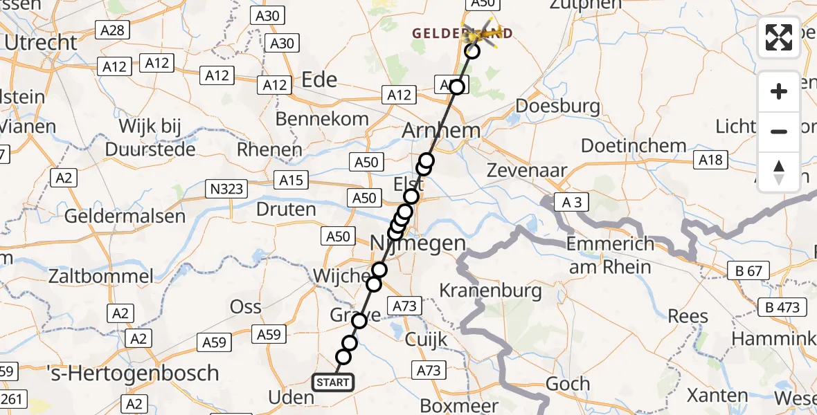 Vluchtroute Traumahelikopter Zeeland - Loenen, 10 juni 2026, 09:04