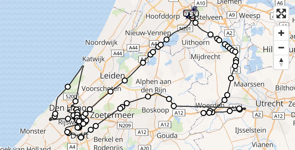 Vluchtroute Politiehelikopter Amsterdam Vliegveld Schiphol - Amsterdam Vliegveld Schiphol, 10 juni 2026, 10:23