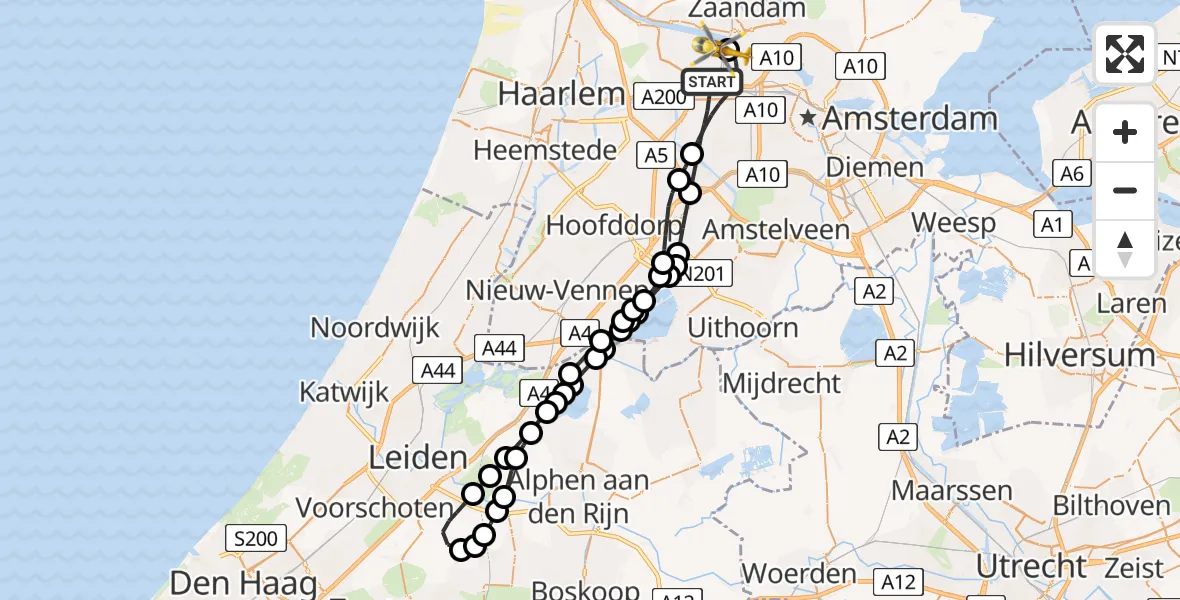 Vluchtroute Traumahelikopter Amsterdam - Amsterdam Heliport, 10 juni 2026, 11:30