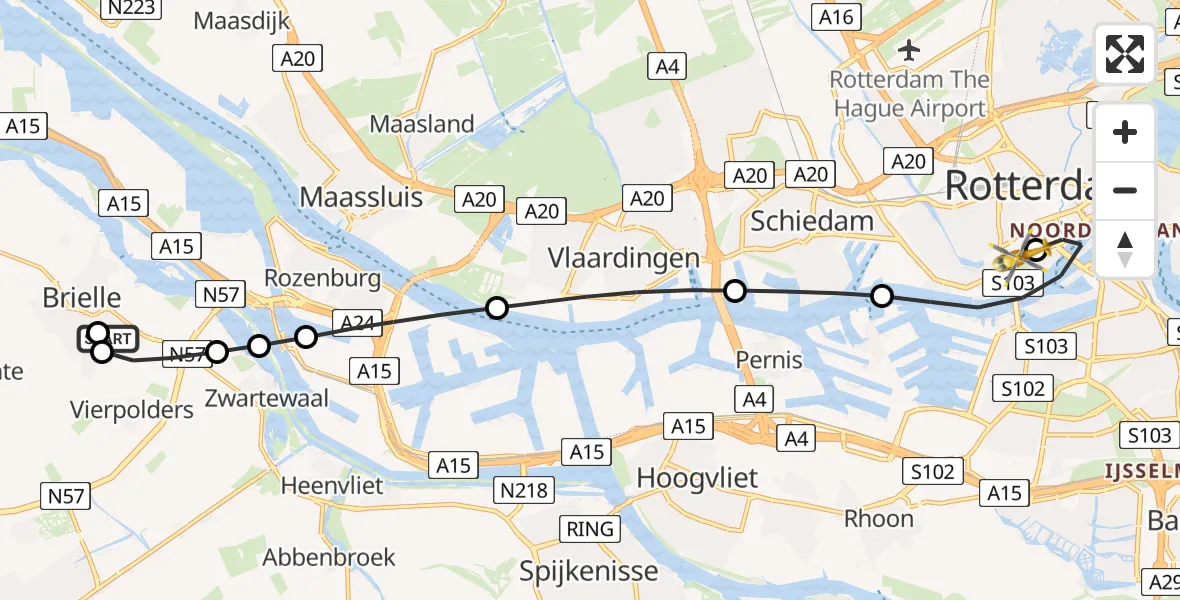 Vluchtroute Traumahelikopter Vierpolders - Leids Universitair Medisch Centrum (LUMC), 10 juni 2026, 12:20