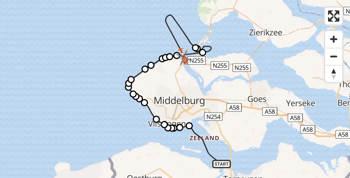 Vluchtroute Kustwachthelikopter Westerschelde - Noordzee, 10 juni 2026, 12:40