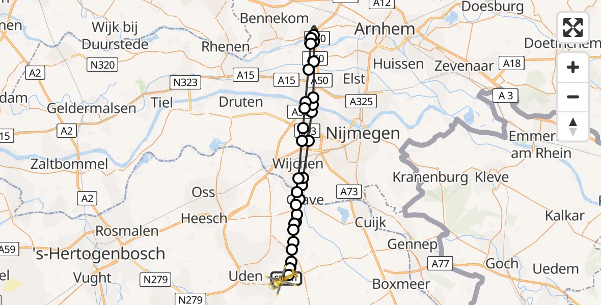 Vluchtroute Traumahelikopter Vliegbasis Volkel - Vliegbasis Volkel, 10 juni 2026, 15:27