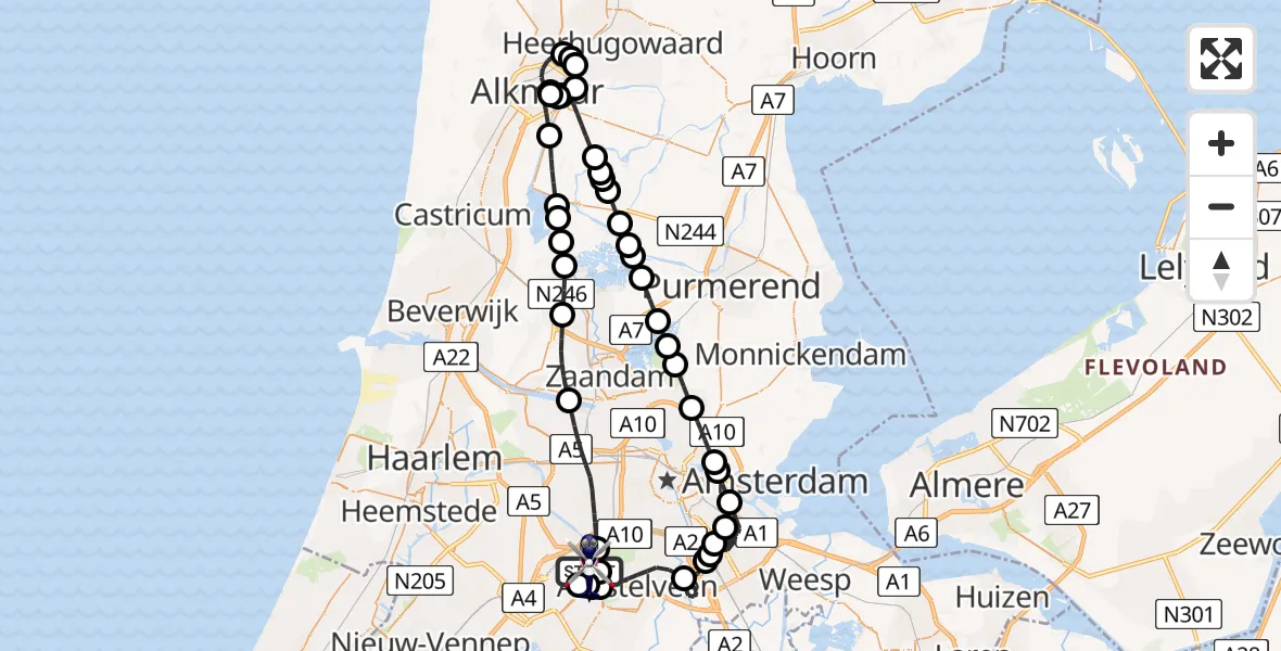 Vluchtroute Politiehelikopter Amsterdam Vliegveld Schiphol - Amsterdam Vliegveld Schiphol, 10 juni 2026, 23:34
