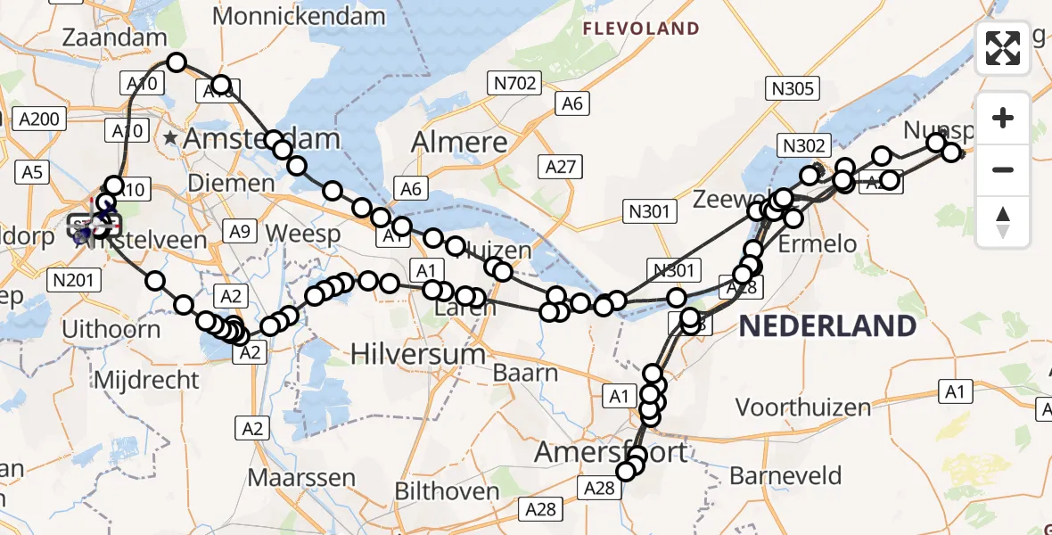 Vluchtroute Politiehelikopter Amsterdam Vliegveld Schiphol - Amsterdam Vliegveld Schiphol, 11 juni 2026, 07:20