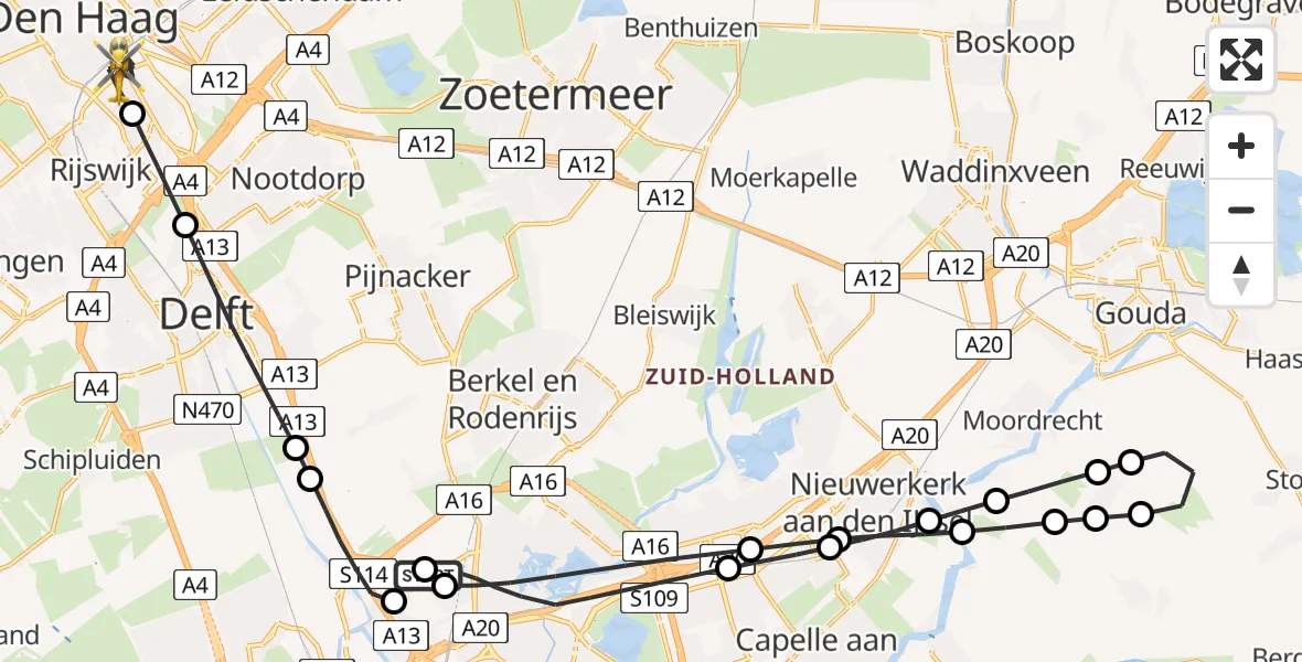 Vluchtroute Traumahelikopter Rotterdam The Hague Airport - 's-Gravenhage, 11 juni 2026, 08:44