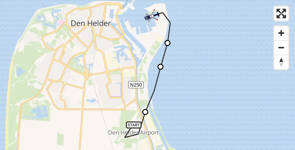 Vluchtroute Politiehelikopter Militair vliegveld De Kooy / Den Helder Airport - Den Helder, 11 juni 2026, 11:03