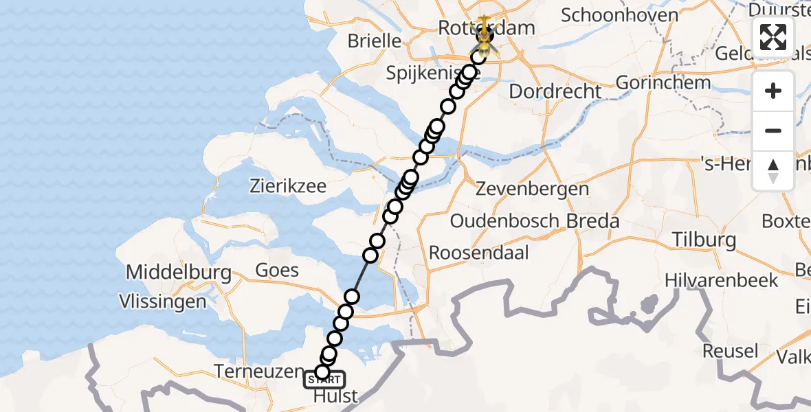 Vluchtroute Traumahelikopter Vogelwaarde - Leids Universitair Medisch Centrum (LUMC), 11 juni 2026, 12:01