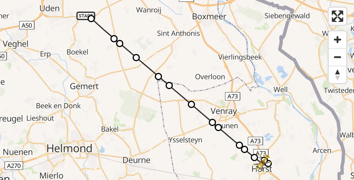 Vluchtroute Traumahelikopter Vliegbasis Volkel - Horst, 11 juni 2026, 13:47