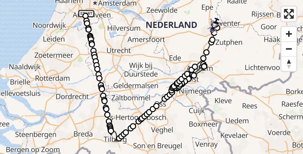 Vluchtroute Politiehelikopter Amsterdam Vliegveld Schiphol - Vliegveld Teuge, 11 juni 2026, 14:02