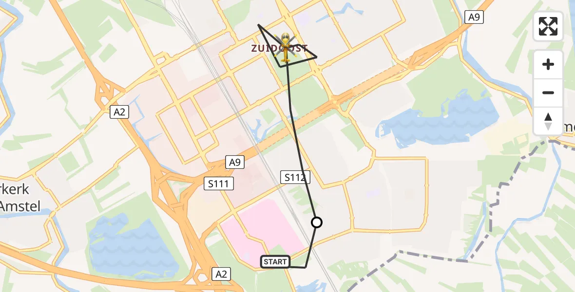 Vluchtroute Traumahelikopter Amsterdam UMC Helipad - Amsterdam, 11 juni 2026, 14:58