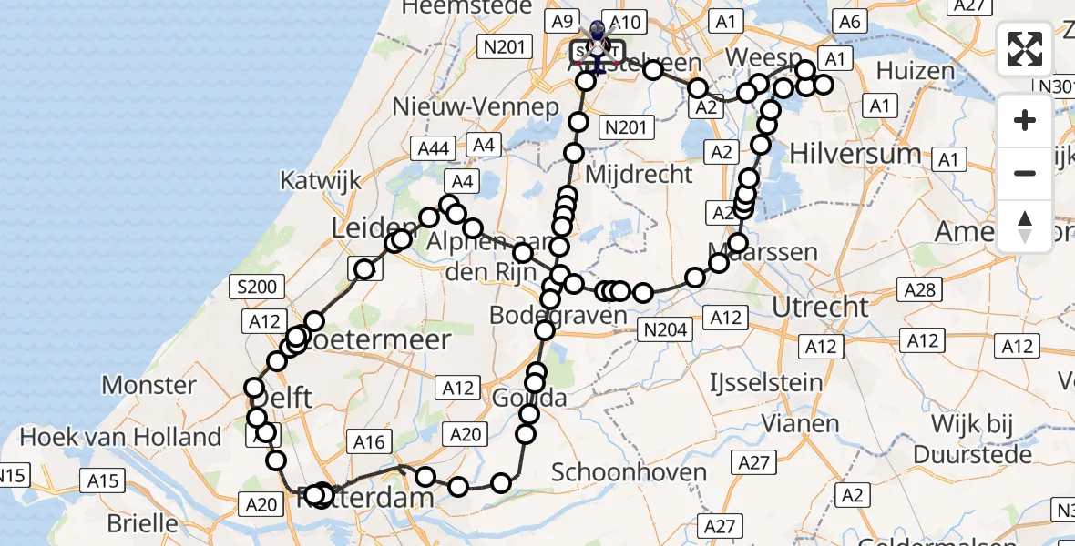Vluchtroute Politiehelikopter Amsterdam Vliegveld Schiphol - Amsterdam Vliegveld Schiphol, 11 juni 2026, 18:00