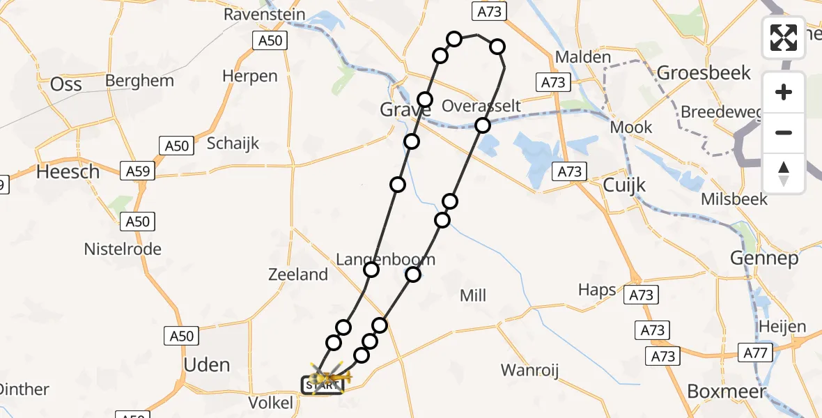 Vluchtroute Traumahelikopter Vliegbasis Volkel - Vliegbasis Volkel, 12 juni 2026, 08:44