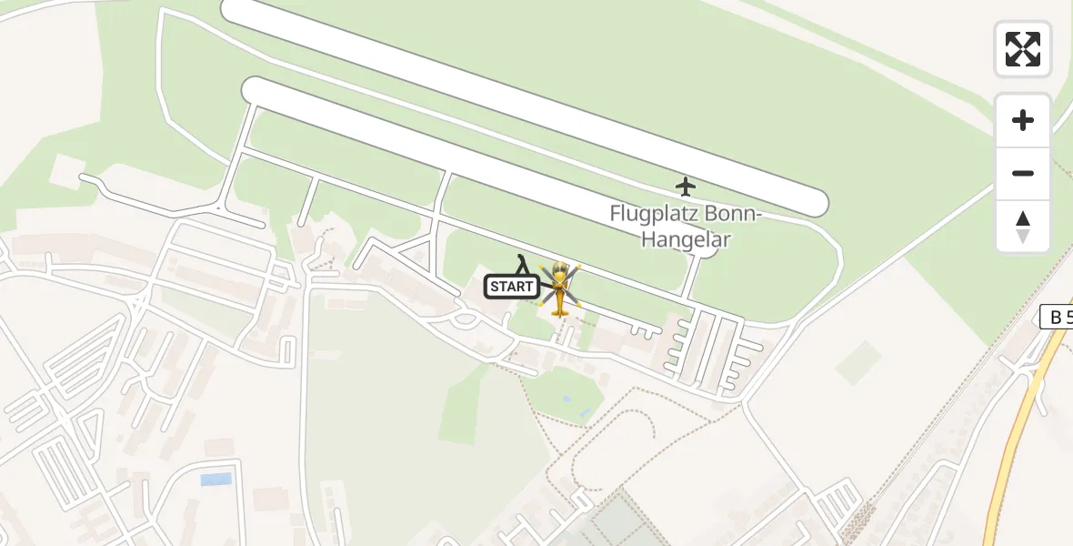 Vluchtroute Ambulancehelikopter Bonn-Hangelar Flugplatz - Bonn-Hangelar Flugplatz, 12 juni 2026, 10:34