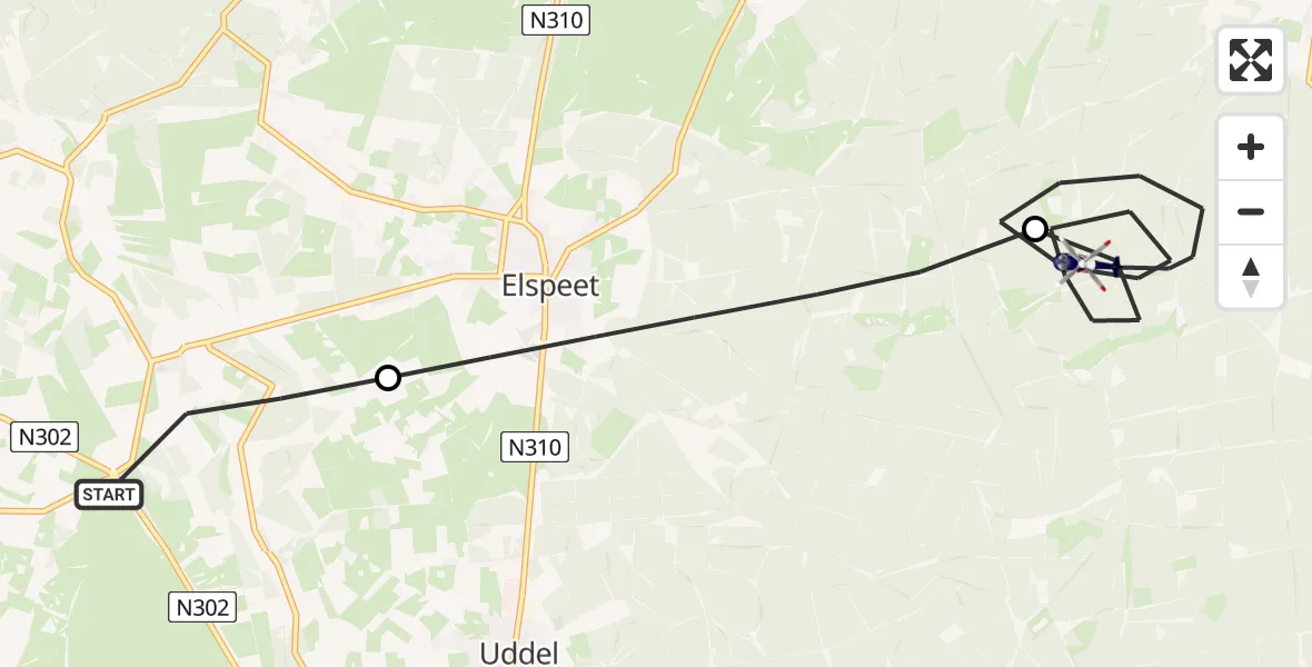Vluchtroute Politiehelikopter Ermelo - Vaassen, 12 juni 2026, 11:20