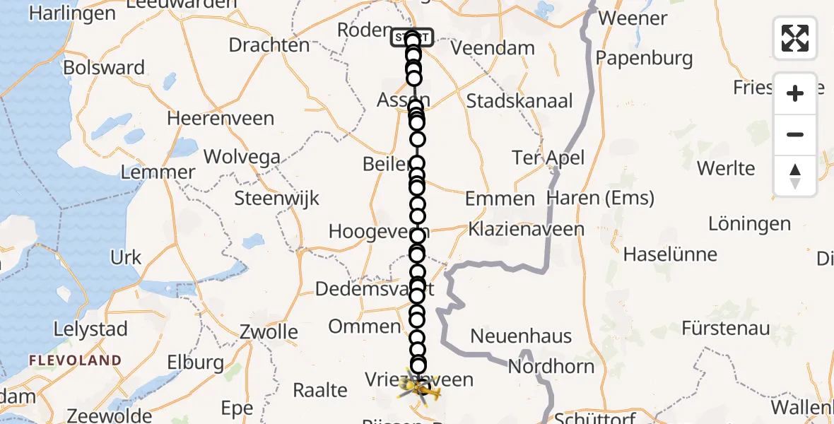 Vluchtroute Traumahelikopter Groningen Airport Eelde - Almelo, 12 juni 2026, 13:26