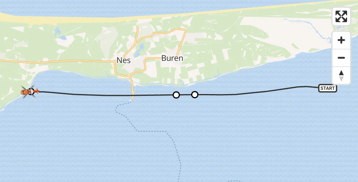 Vluchtroute Kustwachthelikopter Waddenzee - Ballum, 12 juni 2026, 14:29