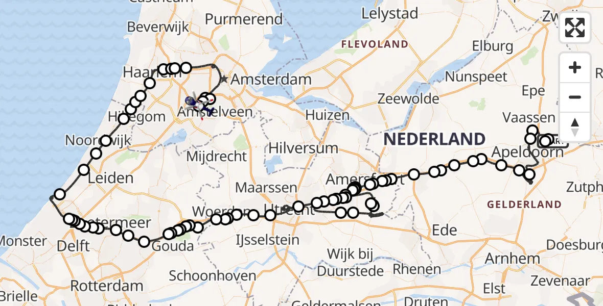 Vluchtroute Politiehelikopter Vliegveld Teuge - Amsterdam Vliegveld Schiphol, 12 juni 2026, 16:31