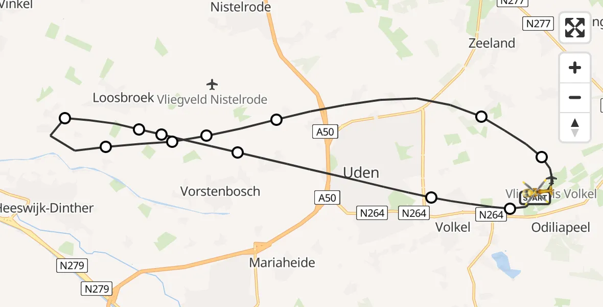 Vluchtroute Traumahelikopter Vliegbasis Volkel - Vliegbasis Volkel, 13 juni 2026, 01:49