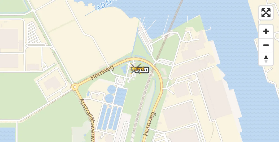 Vluchtroute Traumahelikopter Amsterdam Heliport - Amsterdam Heliport, 13 juni 2026, 10:07